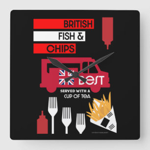 Horloge Carrée British Classic Fish and Chips