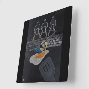 Horloge Carrée Broken Then Fried Peinture par Alfred Fox