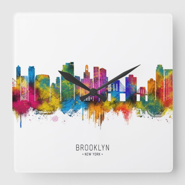 Horloge Carrée Brooklyn New York Skyline (Recto)
