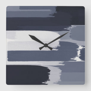 Horloge Carrée Brosse bleu gris d'Indigo