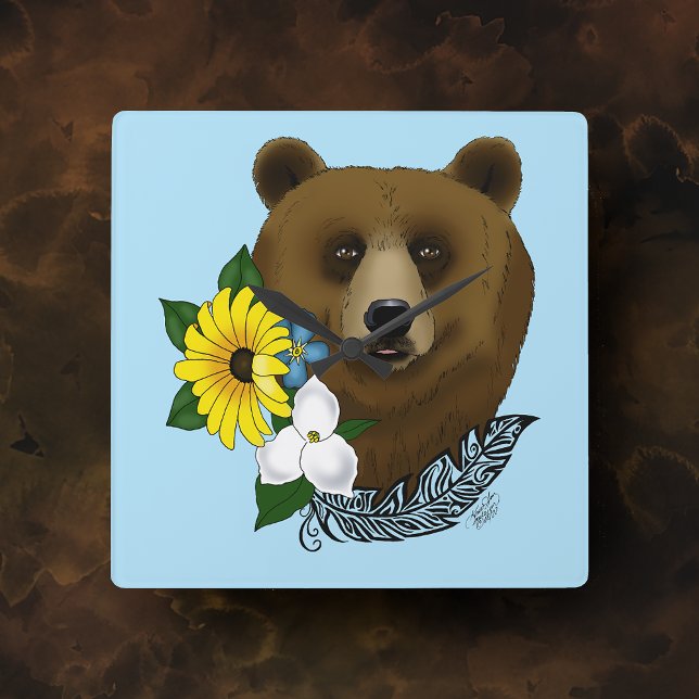Horloge Carrée Brown Bear (Créateur téléchargé)