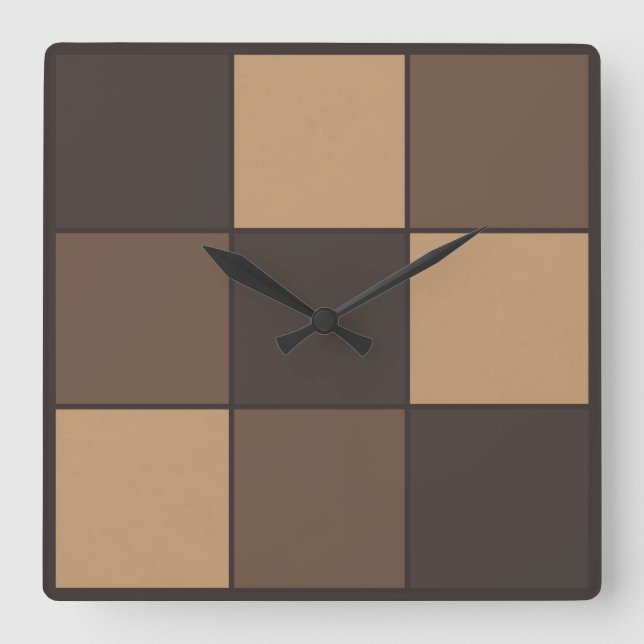 Horloge Carrée Brown Checkers (Recto)