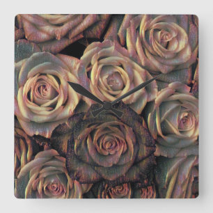 Horloge Carrée Brown, orange, copper, et or rose