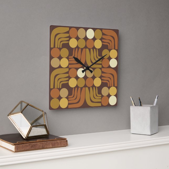 Horloge Carrée Brun foncé bohème (Bureau)