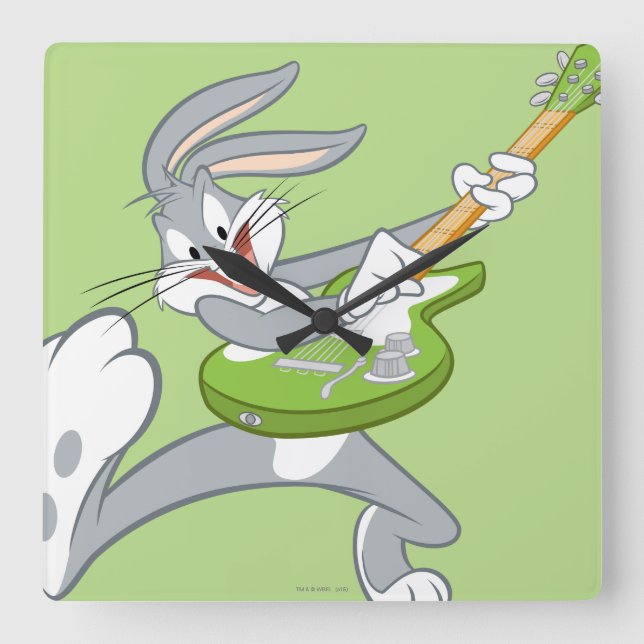 Horloge Carrée BUGS BUNNY™ Rocking sur guitare (Recto)