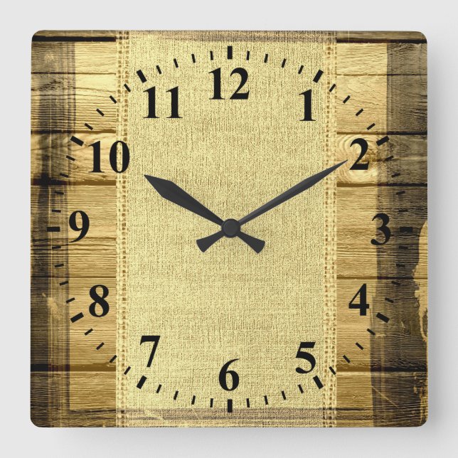 Horloge Carrée Bulap Rustic Wood Look (Recto)