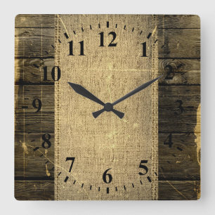 Horloge Carrée Bulap Rustic Wood Look #3
