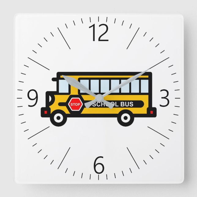 Horloge Carrée Bus scolaire (Recto)