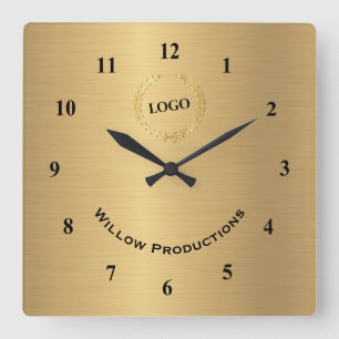 Horloge Carrée Business Logo Gold