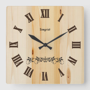 Horloge Carrée Butcher Block Wood Style Clock   Zazzle