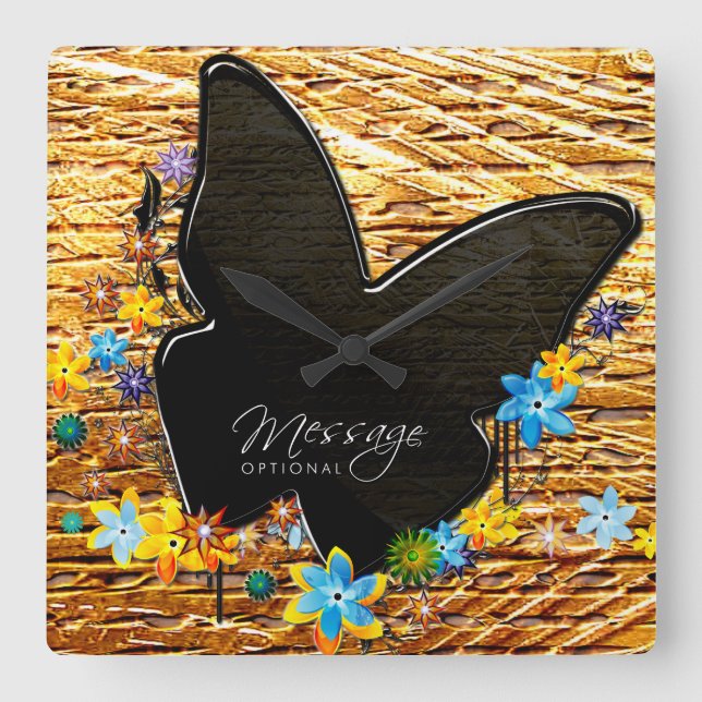 Horloge Carrée Butterfly art 25 Clock (Recto)