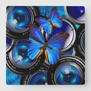 Horloge Carrée Butterfly art 44 Wall Clocks & Numeral Options