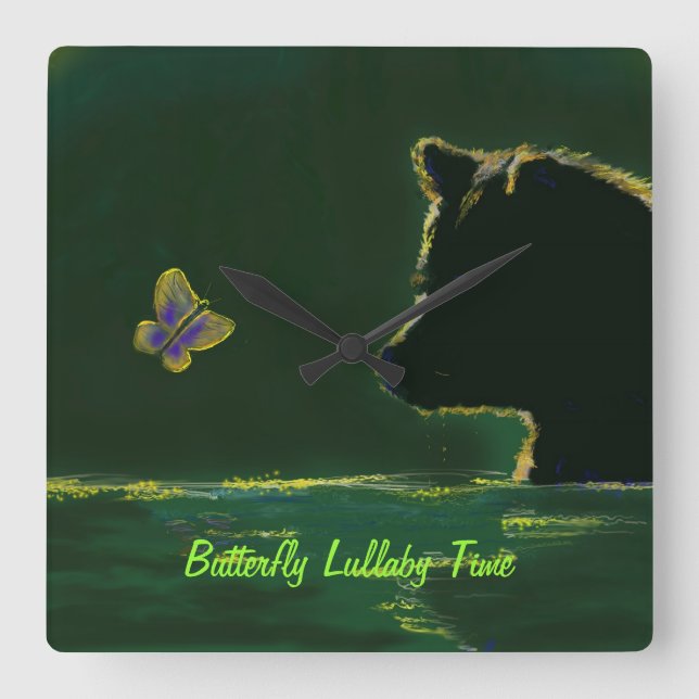 Horloge Carrée Butterfly Lullaby Time Wall Clock (Recto)