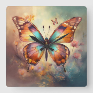 Horloge Carrée "Butterfly Symphony : Elegant Wall Art & Décor Col