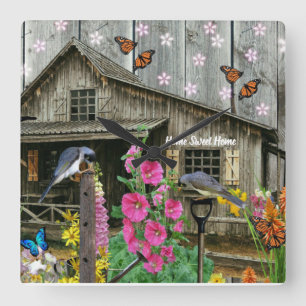 Horloge Carrée Cabin flower garden