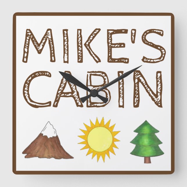 Horloge Carrée Cabine Camping Sunshine Mountain Tree (Recto)