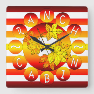 Horloge Carrée Cabine de classement ~ Feuilles d'automne ~ Cabine