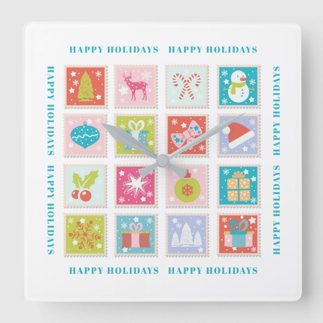 Horloge Carrée Cachet des fêtes de Noël (Recto)