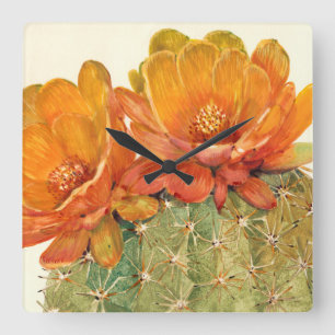Horloge Carrée Cactus Orange Blossoms