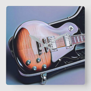 Horloge Carrée cadeau d'anniversaire guitariste vintage