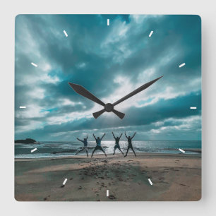 Horloge Carrée Cadeau d'anniversaire personnalisé moderne simple