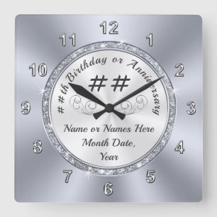 Horloge Carrée Cadeau d'anniversaire personnalisé pour elle, pour