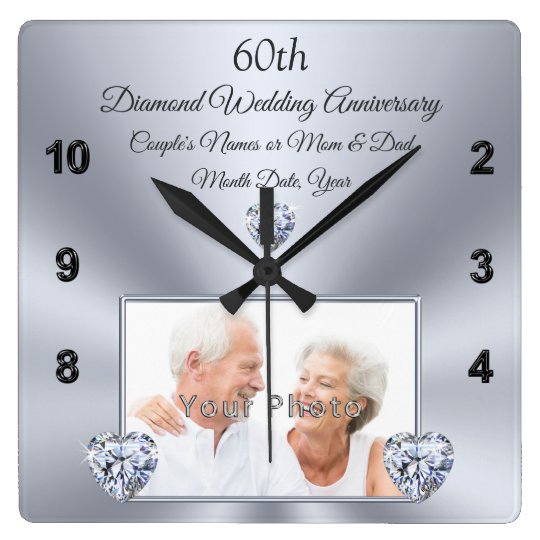 Horloge Carree Cadeau De 60 Ans Pour Le Mariage Avec Photo Zazzle Fr Horloge Carree Cadeau De 60 Ans Pour Le Mariage Avec Photo Zazzle Fr
