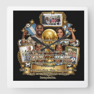Horloge Carrée Cadeau de collage photo personnalisé pour papa foo