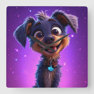 Horloge Carrée 🐶 Cadeau de décoration de chambre d'enfants vibra
