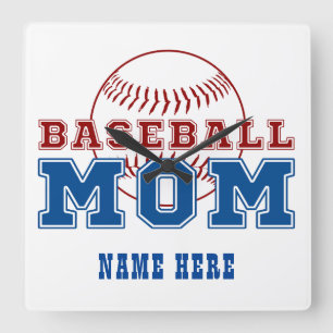 Horloge Carrée Cadeau de fête des mères pour maman de baseball av