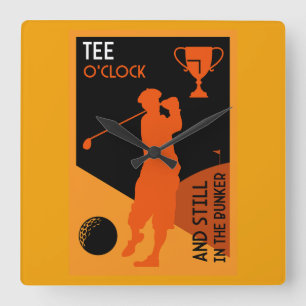 Horloge Carrée Cadeau de golf vintage drôle unique