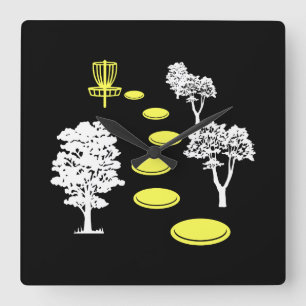 Horloge Carrée Cadeau de golfeur de disque de bois de golf
