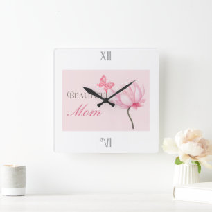 Horloge Carrée Cadeau de la fête des mères et d'anniversaire pour