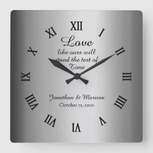 Horloge Carrée Cadeau de mariage personnalisé avec feuille d'or é