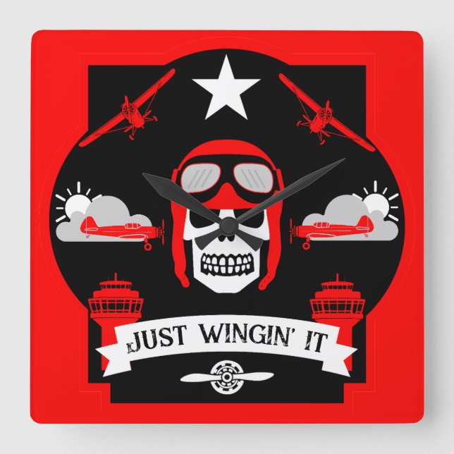 Horloge Carrée Cadeau De Pilote Privé Et Commercial (Recto)