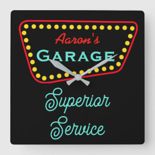 Horloge Carrée Cadeau d'horloge de garage rétro personnalisé