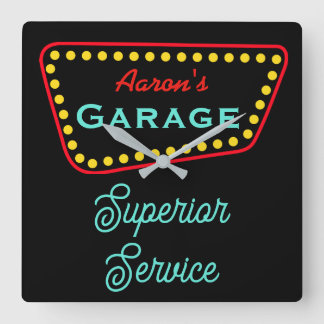 Horloge Carrée Cadeau d'horloge de garage rétro personnalisé