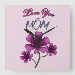 Horloge Carrée Cadeau floral personnalisé et sur mesure pour la f