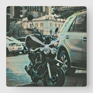 Horloge Carrée cadeau moto vintage