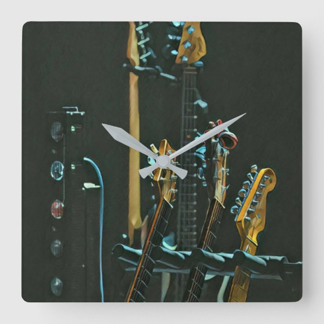 Horloge Carrée Cadeau pour ami guitariste (Recto)