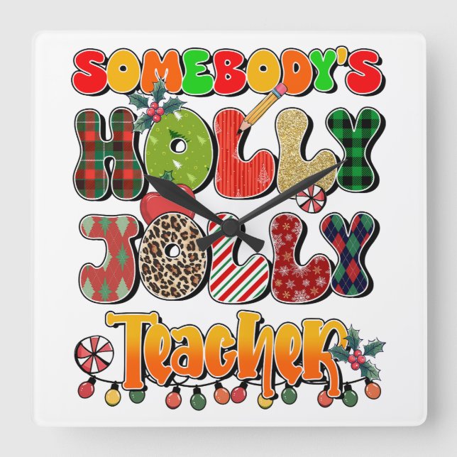 Horloge Carrée Cadeau pour Enseignant | Des Enseignants Joyeuseme (Recto)