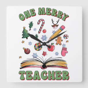 Horloge Carrée Cadeau pour Enseignant Un Enseignant Joyeux