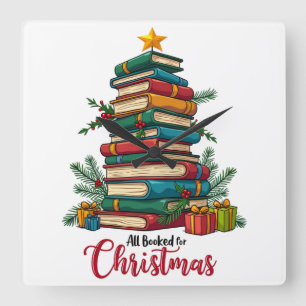 Horloge Carrée Cadeau pour l'enseignant Tous réservés pour Noël
