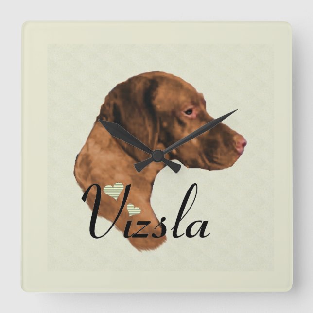 Horloge Carrée Cadeaux d'amour Vizsla (Recto)