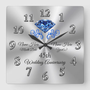 Horloge Carrée Cadeaux d'anniversaire Mariage Sapphire personnali