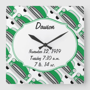 Horloge Carrée Cadeaux de Baby Shower pour Voiture Rétro Sweet Gr