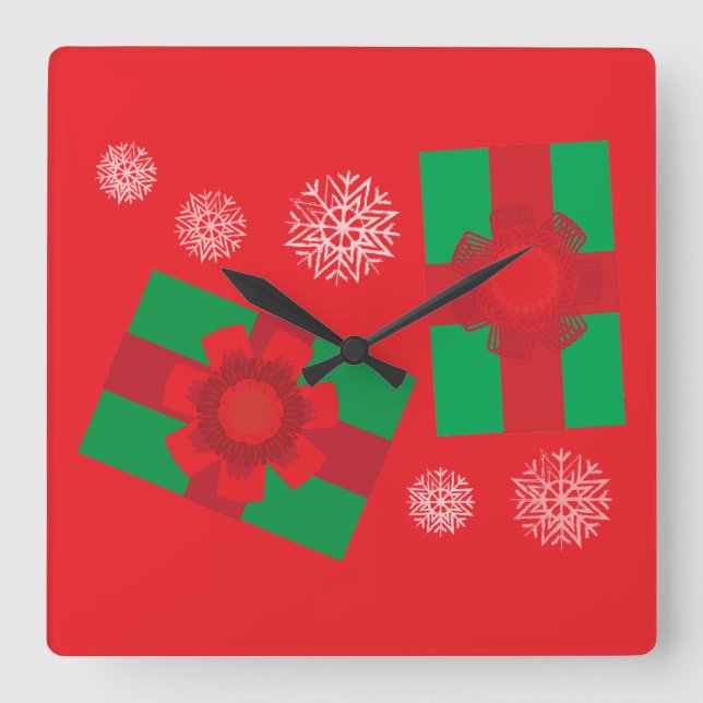 Horloge Carrée Cadeaux de Noël (Recto)