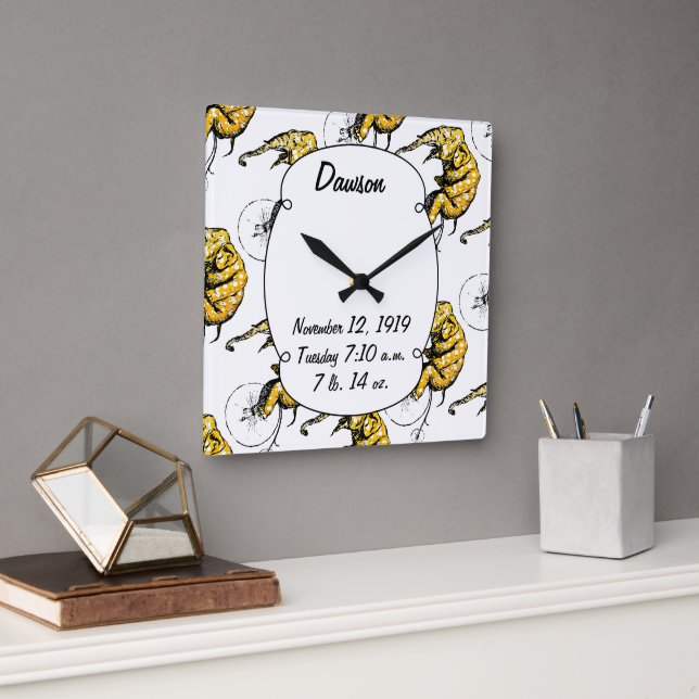 Horloge Carrée Cadeaux d'éléphant de cirque (Bureau)
