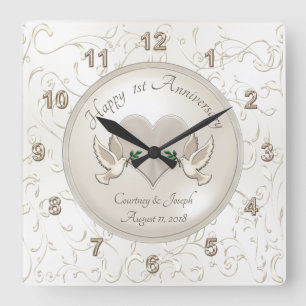 Horloge Carrée Cadeaux du 1 an pour femme et mari