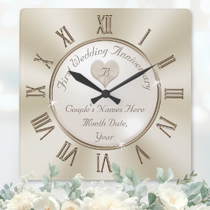 Horloge Carrée Cadeaux d'un an pour un Mariage